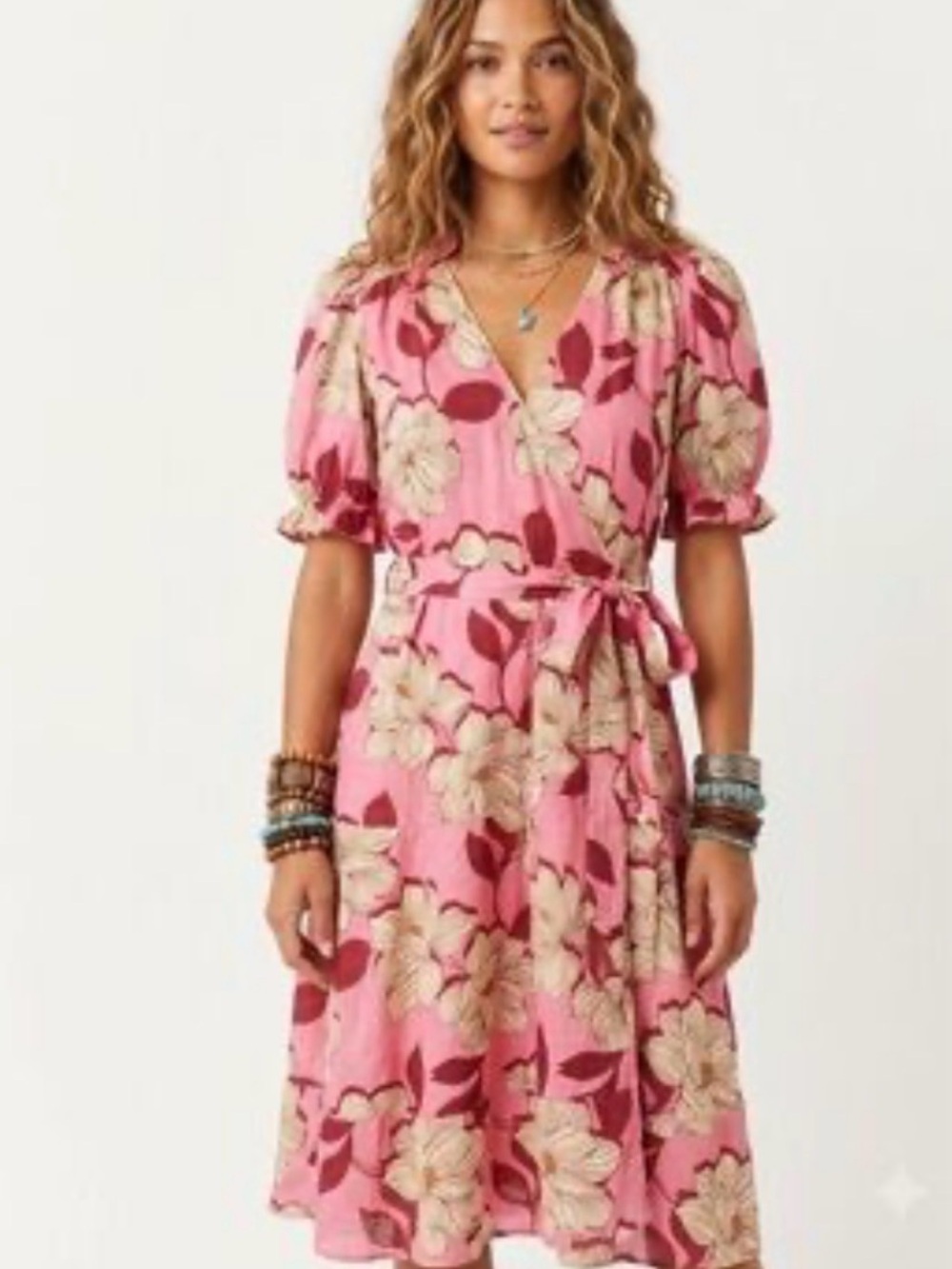 Draper James Pink Floral Wrap Midi Dress M NWT